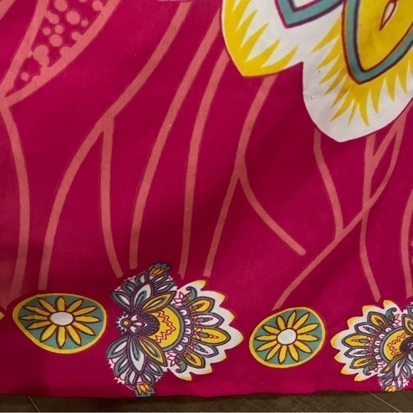 California Vibrant Pink Kaftan Tunic Gold Bling Colorful Waist Tie Women OneSize - Picture 12 of 12